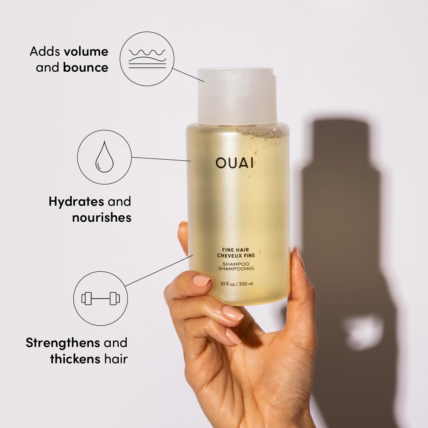 OUAI Fine Shampoo and Conditioner Set - Sulfate Free Shampoo and Conditioner for Women & Men - Made with Keratin, Marshmallow Root, Shea Butter & Avocado Oil - Free of Parabens & Phthalates (10 Fl Oz) - Image 2