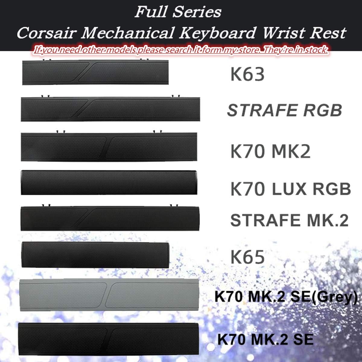 New Ergonomic Memory Foam, Polyester Wrist Rest for Corsair K70 RGB MK.2 Mechanical Gaming Keyboard (Black, Minimalist Style) - Image 4