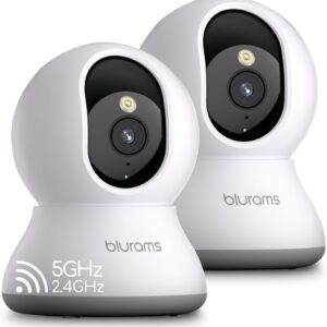 blurams 5G Cameras for Home Security, 2K Pet Camera with Phone App, 360° PTZ Indoor Camera w/Dual-Band WiFi6, Free Human/Motion/Sound Detection, 2-Way Talk, Night Vision, Compatible with Alexa, 2Pack
