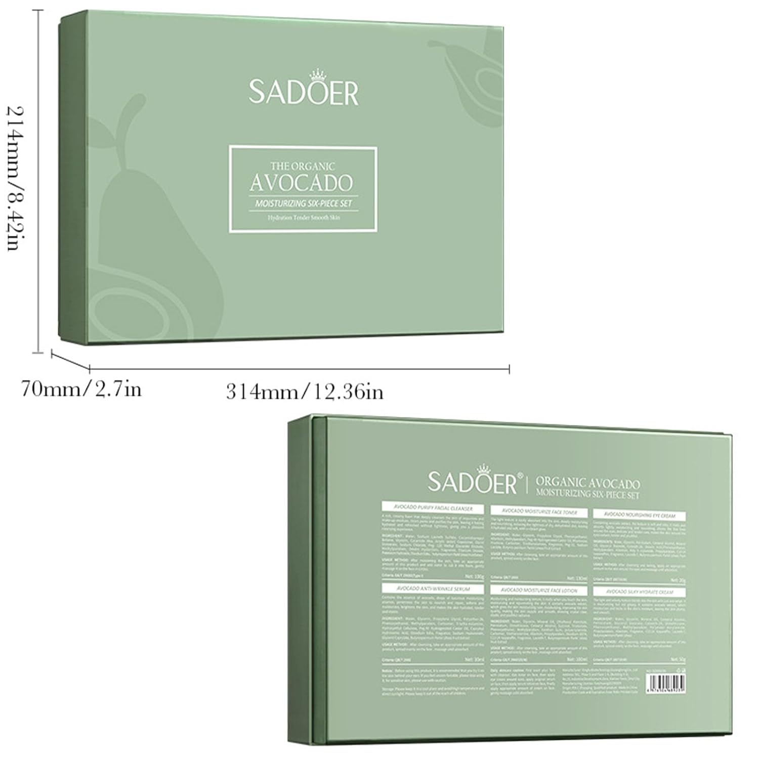 Avocado Skincare Sets, 6Pcs Skincare Gift Set with Facial Cleanser, Face Serum, Face Cream, Eye Cream, Toner, moisturizing Lotion, Skin Care Sets & Kits, Hydrating Facial Kit for women - Image 3