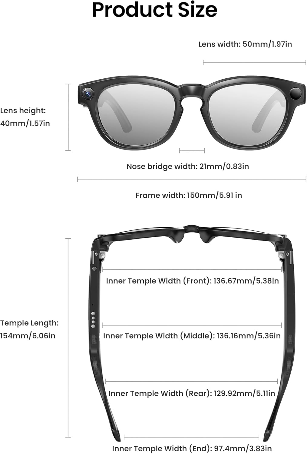 DPVR G1 Smart Glasses with Camera and Bluetooth – 8MP 32Gb Camera Glasses with AI Features, Real-Time Translation & Video Recording Glasses with Voice Control - Image 2