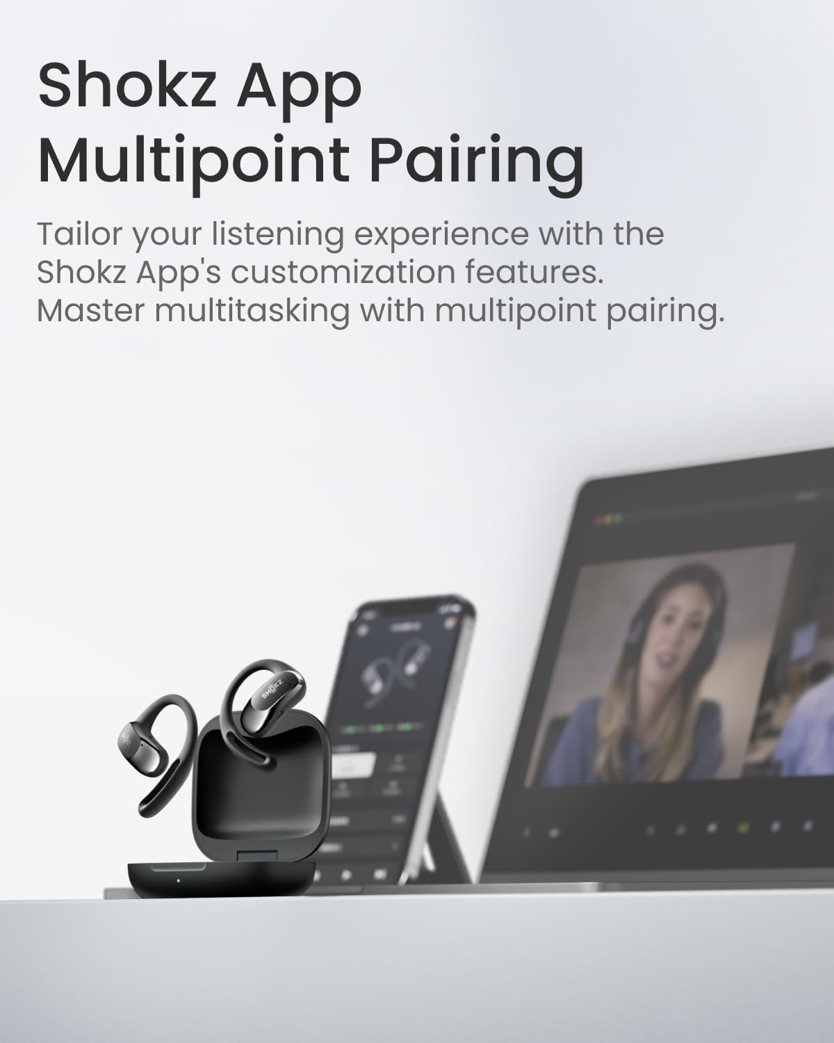 SHOKZ OpenFit Air - Open-Ear Headphones, True Wireless Earbuds, Water Resistant, Secure Earhooks for Daily Use, Black - Image 8