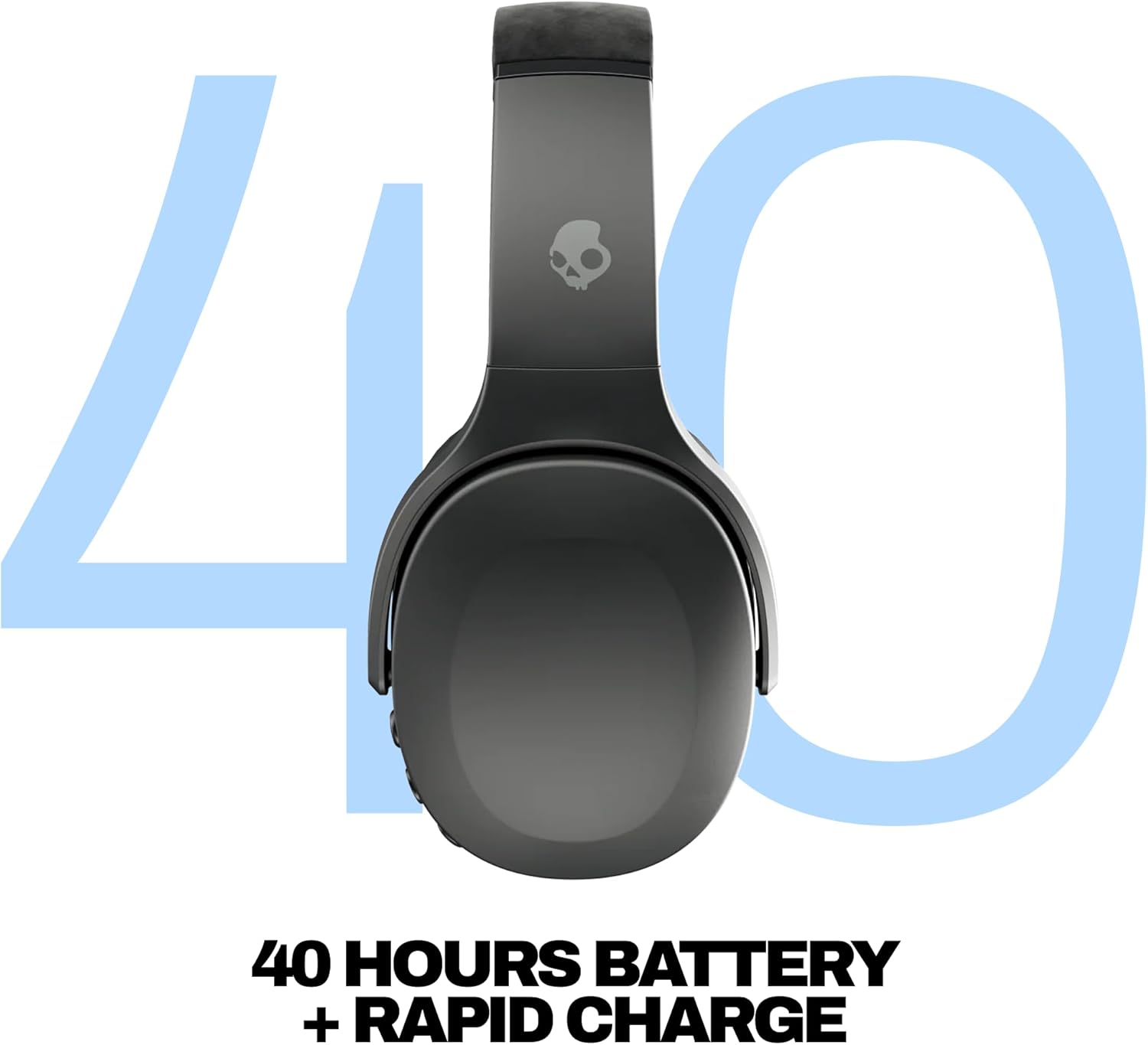 Skullcandy Crusher Evo Wireless Bluetooth Headphones with Extra USB-C Charging Cable, Multi-Sensory Bass, Noise Isolating Over-Ear Fit, 40 Hours Battery, Microphone for iPhone Android - True Black - Image 4
