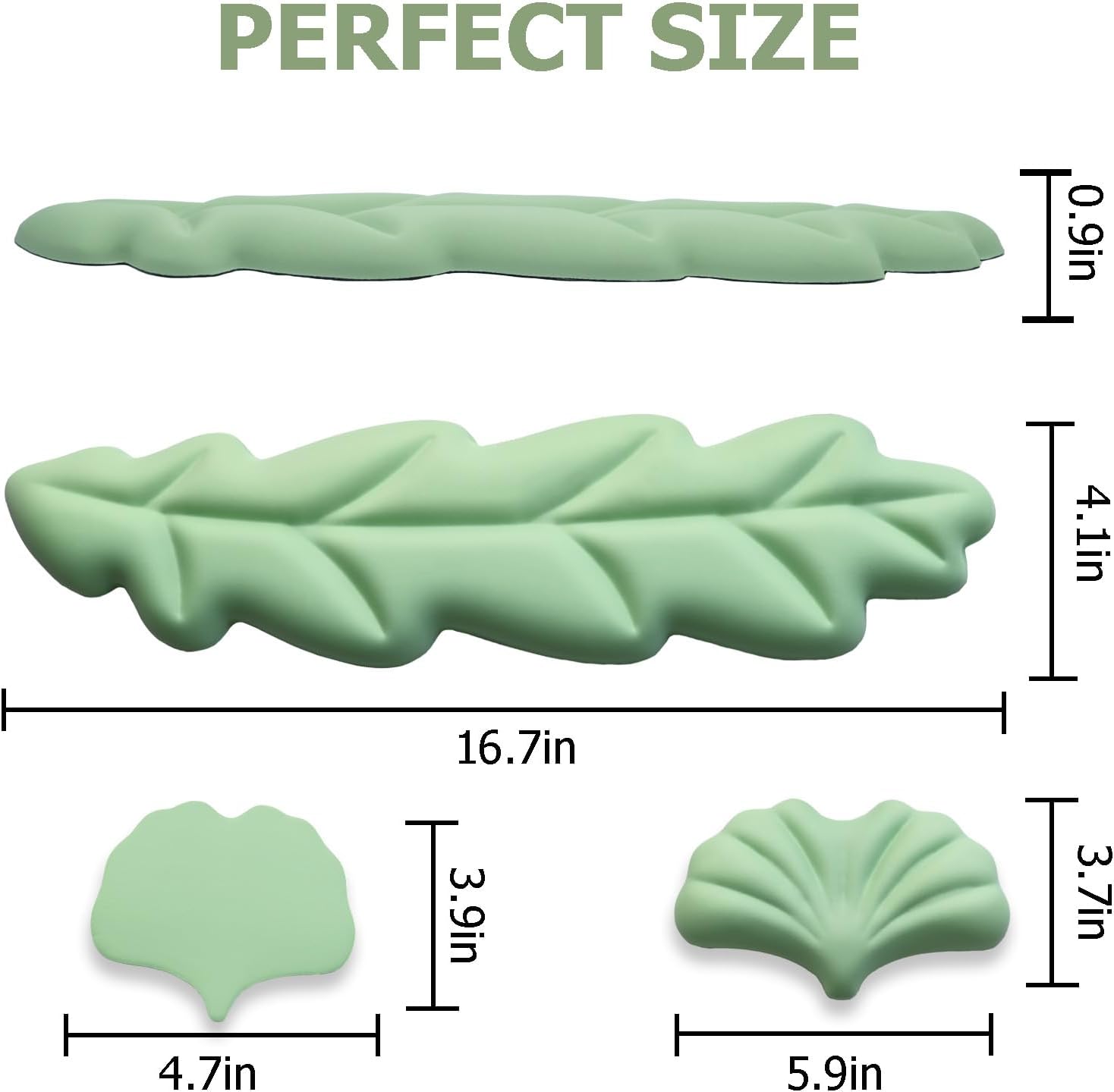 Ergonomic Keyboard Wrist Rest, Leaf Shape PU Leather Memory Foam Wrist Support for Computer Keyboard, Keyboard Pad and Cute Mouse Wrist Pad for Gaming,Office,Computer,Typing Pain Relief, Pastel Green - Image 5