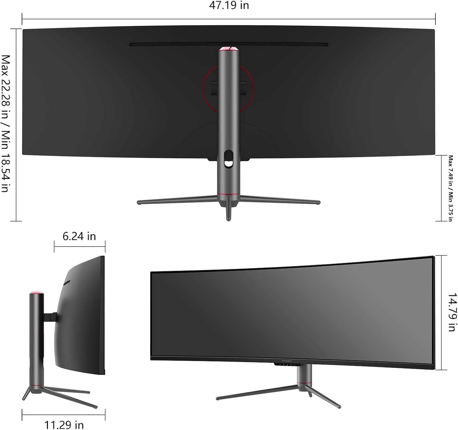 INNOCN 49" 240Hz Curved Monitor Ultrawide Gaming QHD 5120 x 1440P Computer Monitor, R1800, 99% sRGB, HDR400, USB Type C, DisplayPort, HDMI, Built-in Speakers, Height/Tilt Adjustable - 49C1S - Image 7