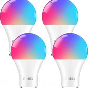 OHLUX GU24 Smart Light Bulbs Compatible with Alexa, 10W 900LM Super Bright, RGBCW Color Changing GU24 LED Bulb, 120V 80W Halogen Replacement, 4Pack
