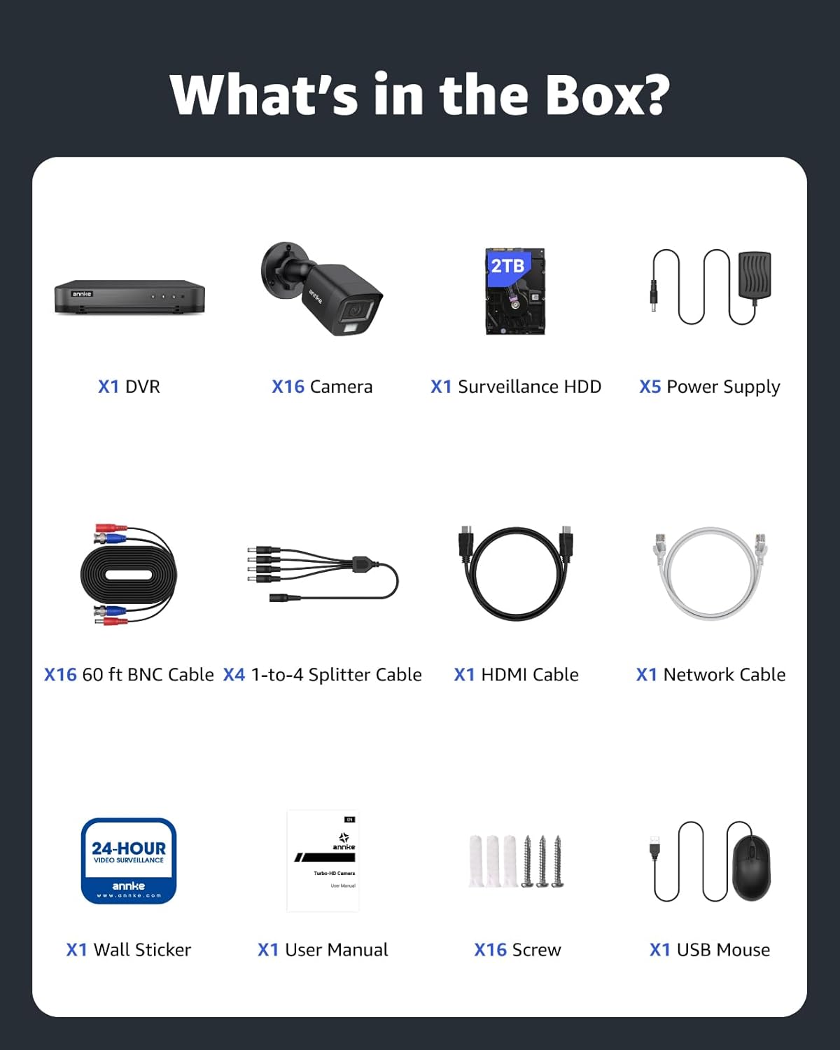 ANNKE 1080P Lite H.265+ 16CH Security Camera System, 5 in 1 Surveillance DVR and 16Pcs 1080 Outdoor Cameras, IP67 Waterproof, 2TB HDD, Smart Dual Light, View Remotely, Motion Detection - Image 9