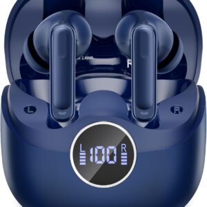 Adaptive Hybrid Active Noise Canceling 2026 Wireless Earbuds, 6 Mics ENC Clear Call Ear Buds, Hi-Res Audio Deep Bass Bluetooth 5.4 Headphones, 40H Playtime, Wireless Charging, LED, USB-C, Blue