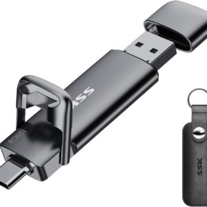 SSK 128GB Dual USB C Flash Drive,2-in-1 Type C+ USB A 3.2 Gen2 Solid State Thumb Drive,Speed Up to 550MB/s Memory Stick Data Storage for iPhone 15,Thunderbolt 3, Android Phone,Tablet,Laptop