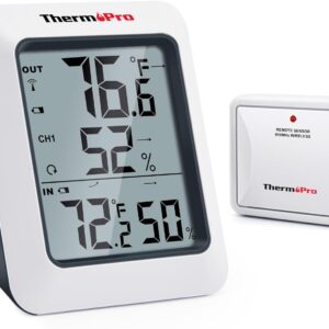ThermoPro TP60 Digital Hygrometer Outdoor Thermometer Wireless Temperature and Humidity Gauge Monitor Room Thermometer with 500ft/150m Range Humidity Meter Temperature Indicators