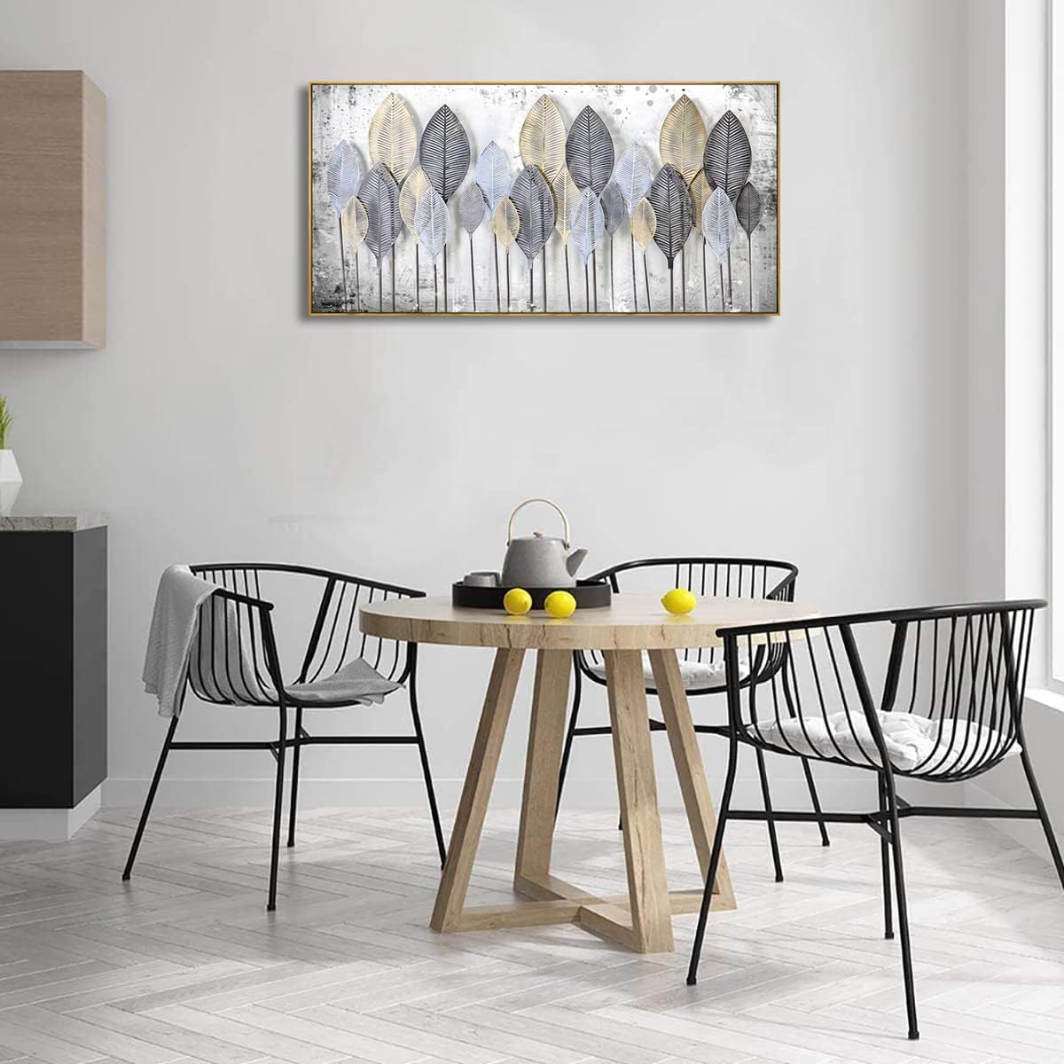 Wall Art Light modern Abstract Canvas wall art Black and white leaves Frames - Canvas Painting artwork Wall Art Print Poster for Living Room Decoration 30"x60" with Framed - Image 6