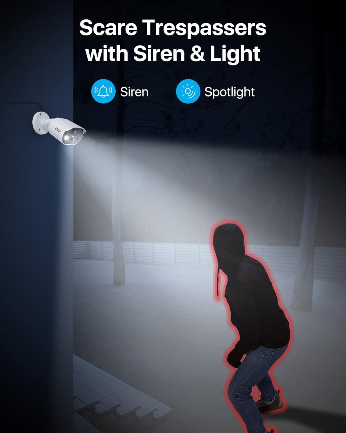 ZOSI 3K Lite Security Camera System with AI Human Vehicle Detection, 8Pcs 1920TVL 2MP Home CCTV Cameras Indoor Outdoor, Night Vision, One-Way Audio, H.265+ 8CH DVR with 1TB HDD for 24/7 Recording - Image 3