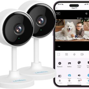 litokam Indoor Cameras for Home Security with Night Vision, Pet Camera with Phone App, WiFi Home Security Camara, Baby Monitor Work with Alexa, Motion Detection, 2 Pack, 2K