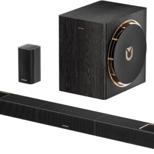 ULTIMEA Skywave X50 5.1.4ch Wireless Surround Sound System for TV, 760W Professional Sound Bar w/Dolby Atmos, 2 Wireless Surround Speakers & 8″ Subwoofer, GaN Amplifier, 4K HDR Pass-Through, HDMI eARC