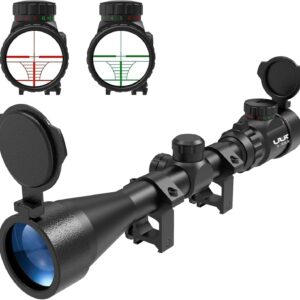 UUQ 3-9×40 Rifle Scope with Red/Green Illumination and Rangefinder Reticle-Fits 20mm Free Mounts,Waterproof and Fog-Proof