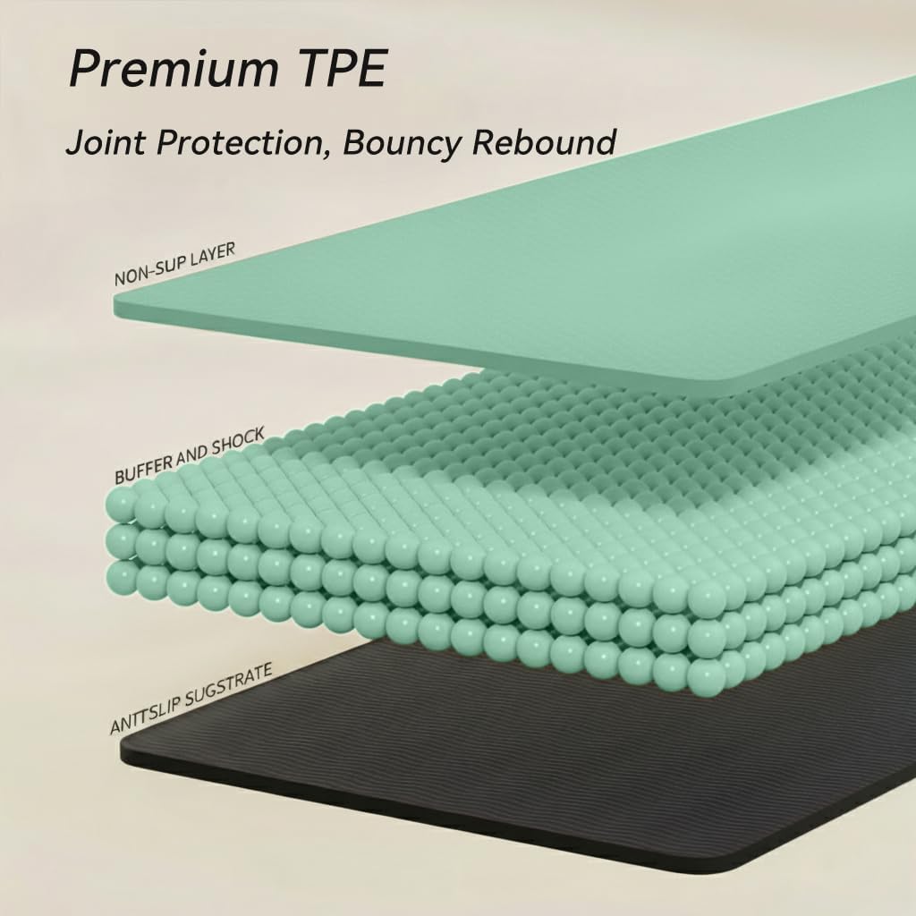 Eco-Friendly TPE Yoga Mat Non Slip 1/3" Thick (8 mm) 72 x 24 - Alignment Lines, Dual-Layer Grip,Odorless, Premium Exercise Pilates Workout Mat for Home & Studio gym mat Exercise mat - Image 2