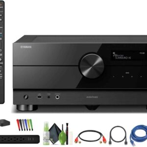 Yamaha AVENTAGE RX-A6A 9.2-Channel Surround Sound Network AV Receiver MusicCast Built-in Wi-Fi and Bluetooth Streaming Home Theater System Bundle with Accessories