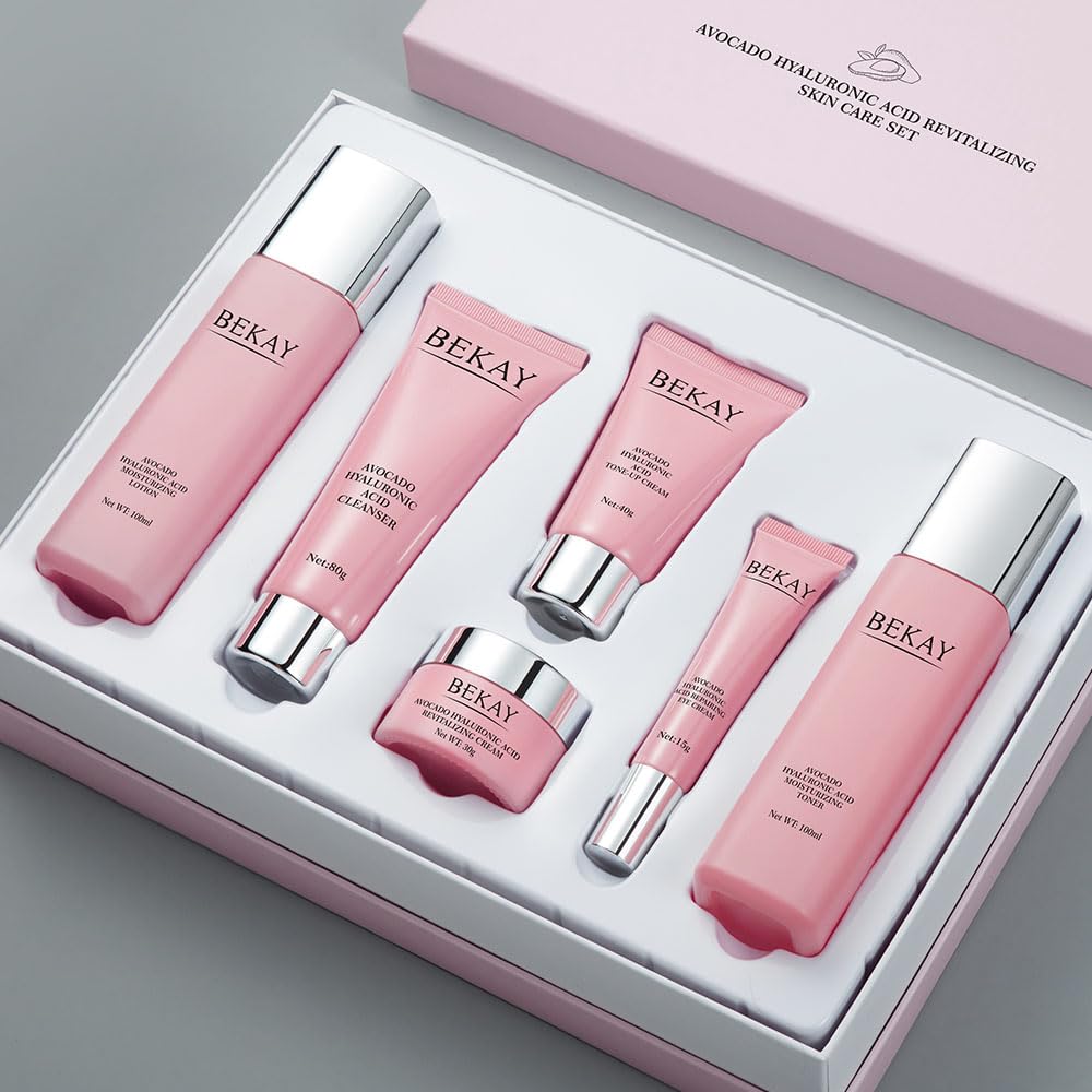 O'KADY 6-Piece Skincare Gift Set – Avocado & Hyaluronic Acid Collection, Hydrating Cleanser, Toner, Creams & Tone-Up Base – Daily Moisture Routine for All Skin Types, Holiday Gift for Women - Image 2