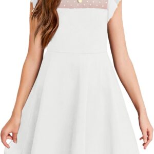 Arshiner Girls Dress Summer Ruffle Sleeve Mesh A Line Casual Party Dresses with Pockets