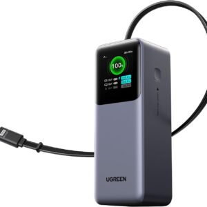 UGREEN Nexode Power Bank 20000mAh 165W with Built-in USB C Cable Laptop Travel Portable Charger, 100W Input, Fast Charging for MacBook Pro/Air/iPhone 17/16/iPad Pro/Galaxy S25 Ultra/Dell/HP and More