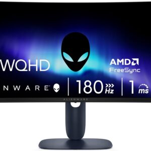 Alienware 34 Curved Gaming Monitor – AW3425DWM – 34-inch WQHD 180Hz 1ms Display, 1500R, AMD FreeSync Premium, VESA AdaptiveSync.