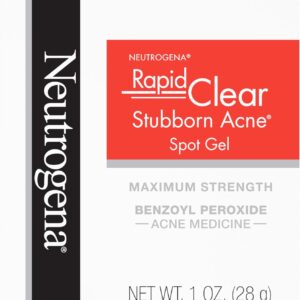 Neutrogena Rapid Clear Stubborn Acne Spot Treatment Gel, Maximum Strength 10% Benzoyl Per-oxide Treatment Medication for Acne Prone Skin, Pimple Cream Reduces Size & Redness, 1 oz