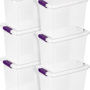 Sterilite 6-Pack 27 Quart ClearView Latch Box, Stackable Organizer Bins with Latching Lids – Clear Plastic Organization Containers for Closet, Bedroom, Shelving Units and Everyday Home Storage