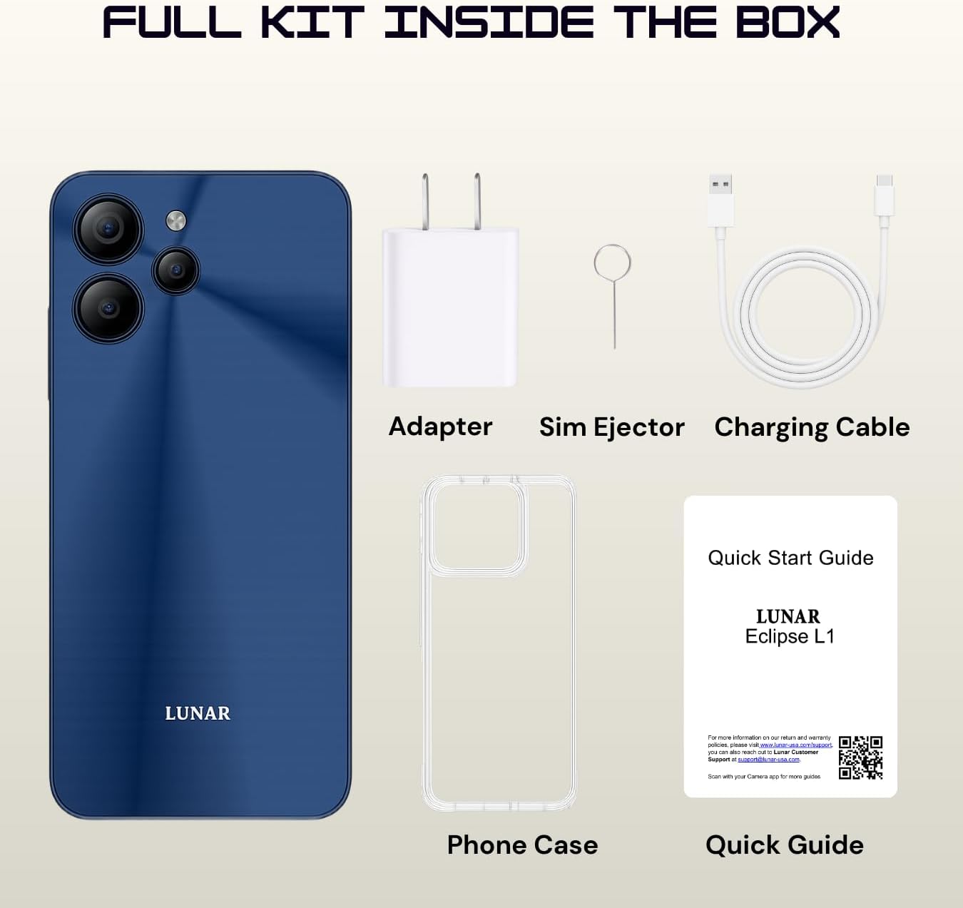 LUNAR Eclipse L1 5G Unlocked Phone, Android 14 Smartphone, 6.79" FHD+ Display, 5000mAh Battery, 18W Fast Charging, 50MP+5+2 Rear Camera, GPS, AI Face & Fingerprint Unlock, Aura Blue - Image 6