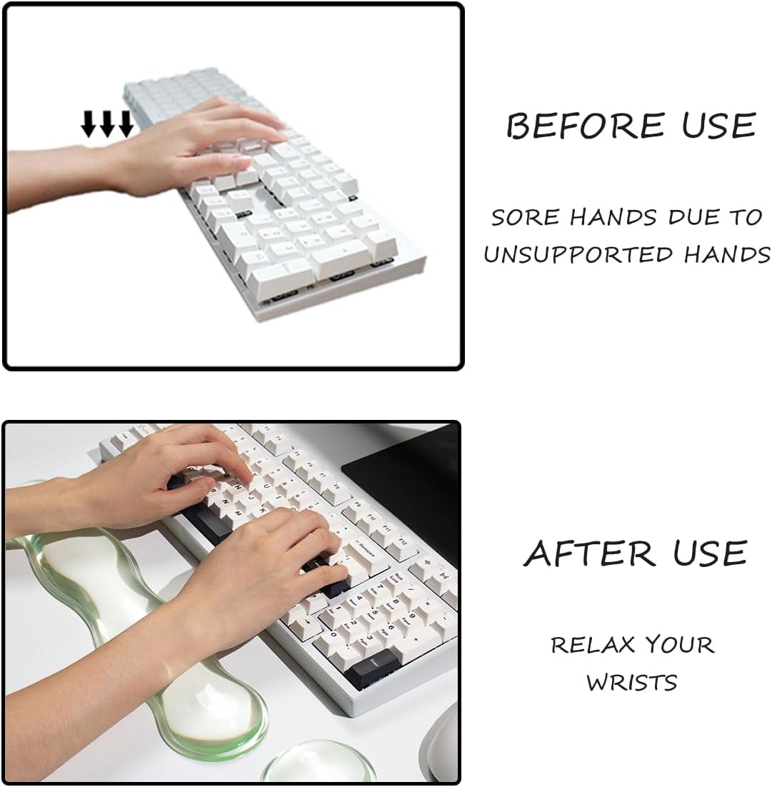 Clear Gel Wrist Rest for Keyboard and Mouse, Green Silicone Mouse Wrist Rest Set, Cute Ergonomic Wrist Rest for Keyboard 60%/75%(Green) - Image 5