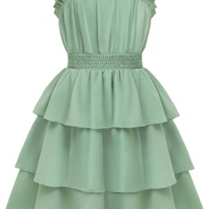 Arshiner Girls Dresses Ruffle Flutter Sleeve Summer Floral Tiered Casual Party Dress for 6-14 Y