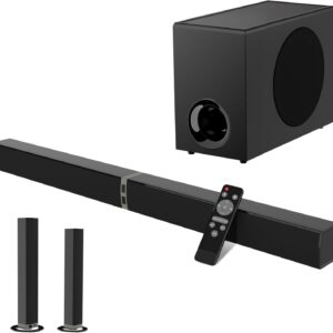 MZEIBO Sound Bar with Subwoofer,120W Soundbar for Smart TV Surround Sound Home Theater System Bluetooth 5.3 Audio Compatible with ARC, AUX, Optical