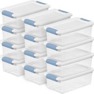 Sterilite 12-Pack Latching Box, Under Bed Storage Bins with Lids, Clear Plastic, 6 Quart – Heavy-Duty Organizing Containers for Closet, Bathroom, and Office