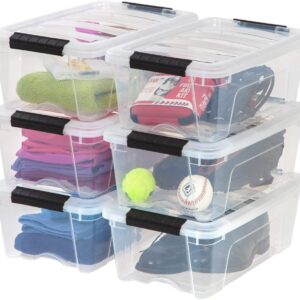 IRIS USA 13 QT Plastic Storage Box with Lid and Latches – 6 Pack – BPA-Free, See-Through Organizing Solution, Durable Nestable Stackable Containers, Secure Pull Handle – Clear