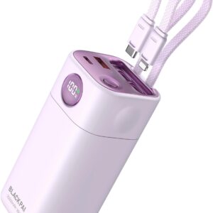 Portable Power Bank 20,000mAh for Travel & Outdoor, PD 35W Super Fast Charging Portable Charger with 2 Built-in Cables, USB-C Digital Display, Large-Capacity Charger for iPhone Air 17/16/15/14/13