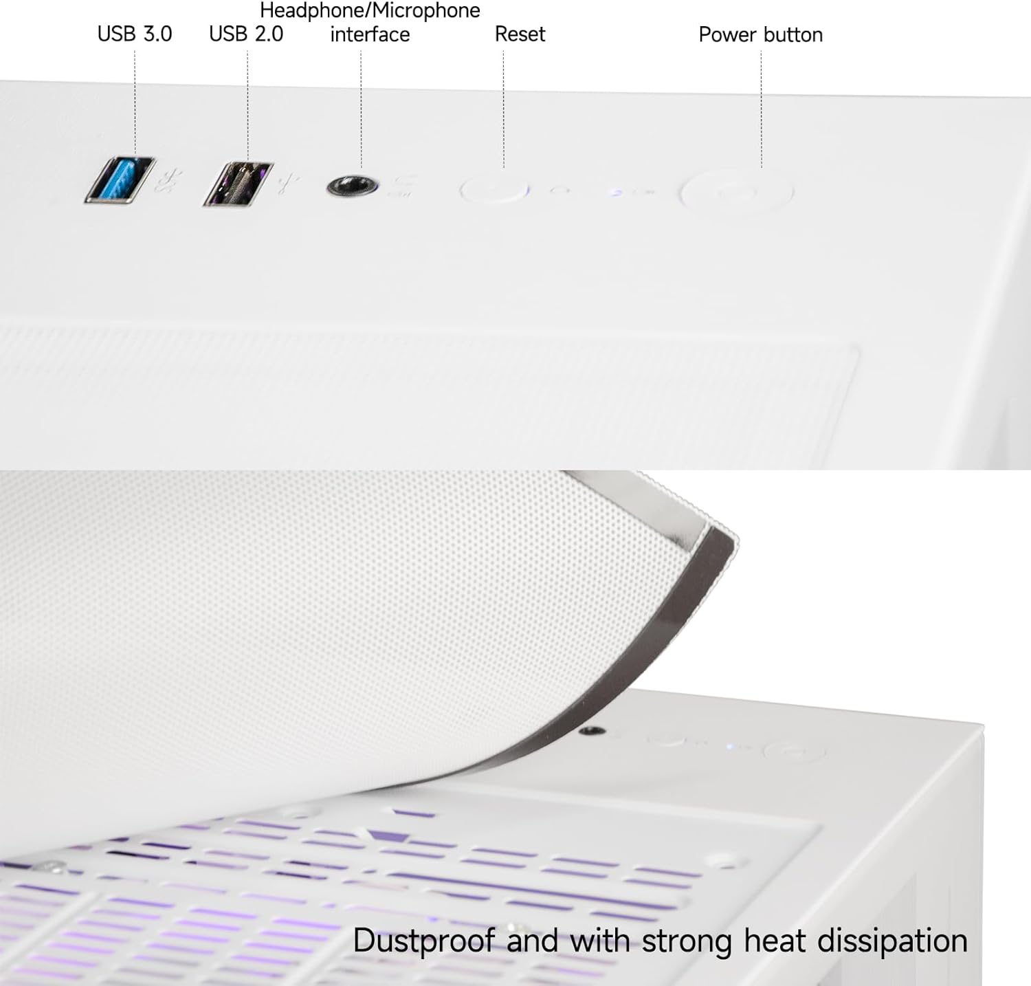 Gaming PC Desktop, Ryzen 7 8700F, GeForce RTX 5060(8G), 32GB DDR5 RAM, 1TB NVMe 3.0 SSD, Wi-Fi 6 650W PSU High-end Tower Computer (White) - Image 7