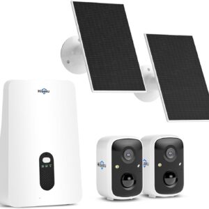 Hiseeu Security Cameras Wireless Outdoor, 2 Cam-Kit, Expandable to 10CH, No Monthly Fee, Solar-Powered, Home Security Cameras System with 2K Color Night Vision, Easy Setup, 2.4G & 5G WiFi