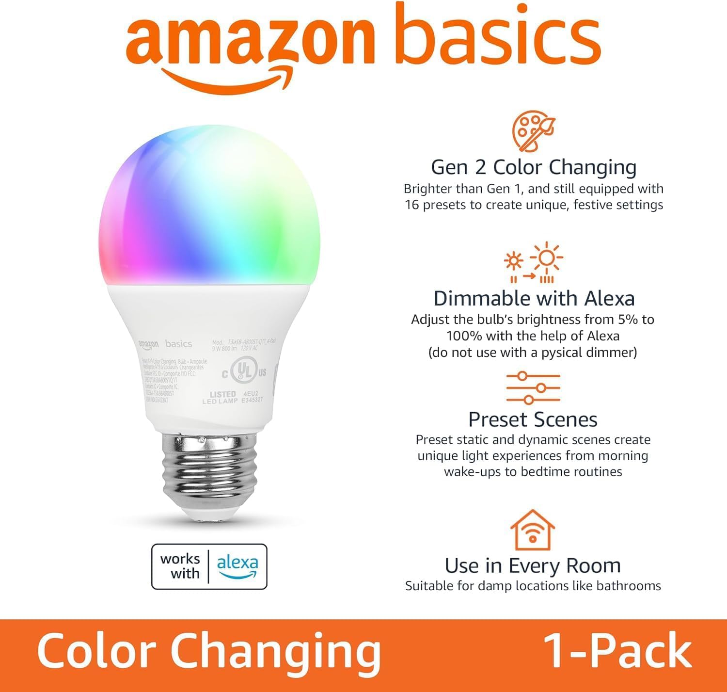 Echo Dot with Amazon Basics Smart Color Bulb - Image 3