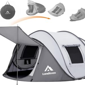 4 Person Easy Pop Up Tent Waterproof Automatic Setup 2 Doors-Instant Family Tents for Camping Hiking & Traveling