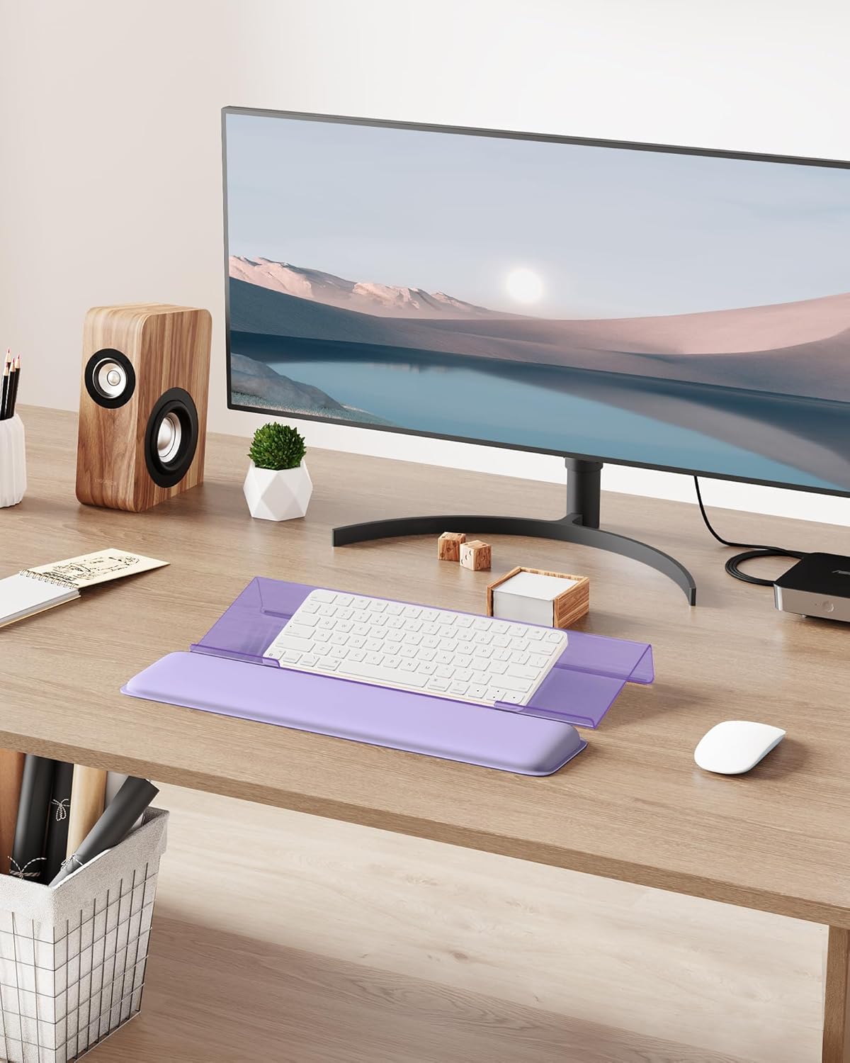 Computer Keyboard Stand for Desktop, Keyboard Wrist Rest Holder Stand for Easy Typing with Wrist Pad for Office Desk, Home, School(Purple) - Image 7