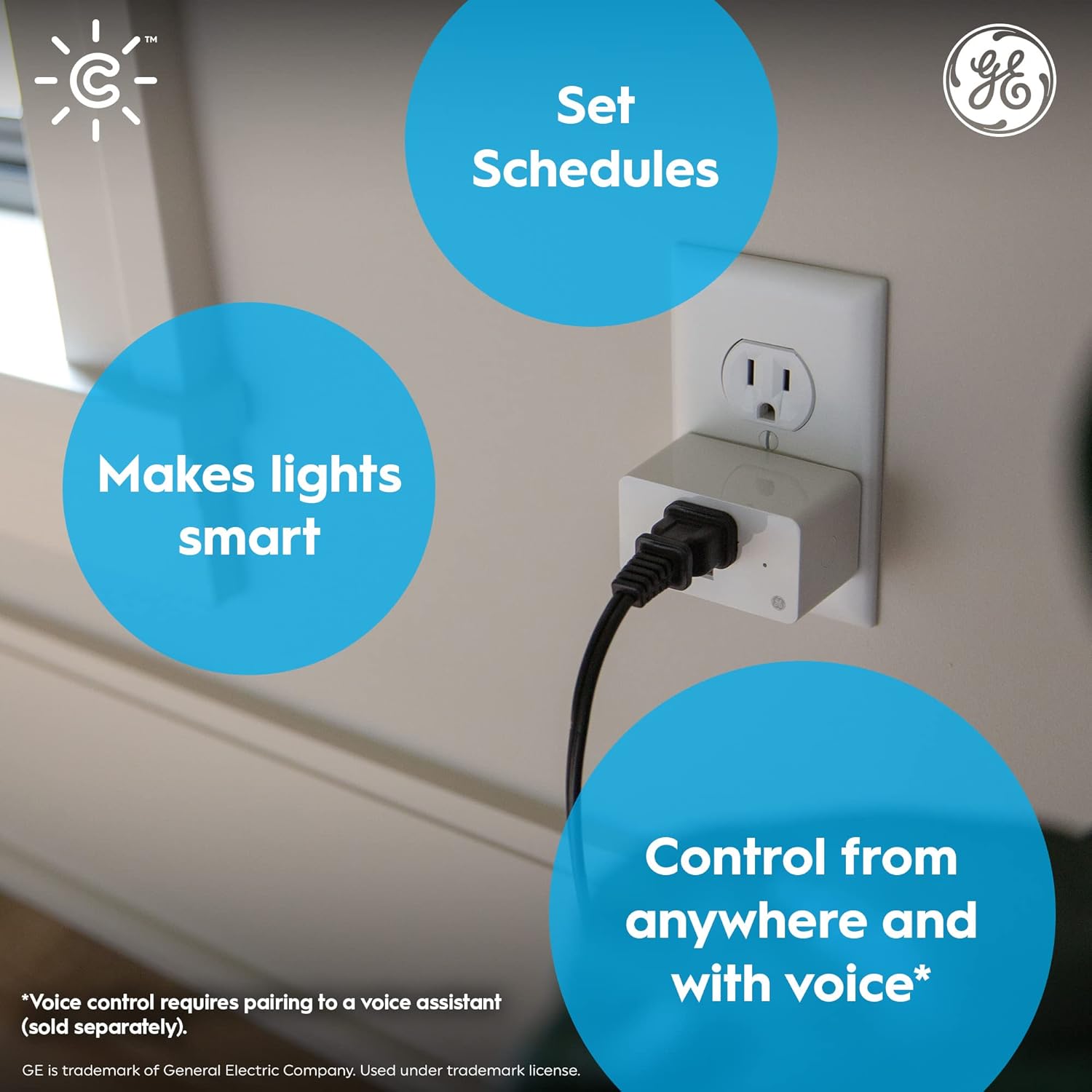 GE Cync Smart Indoor Plug, Smart Outlet Control, WiFi Outlet Plug, Matter Compatible, Works with Alexa and Google Home - Image 2