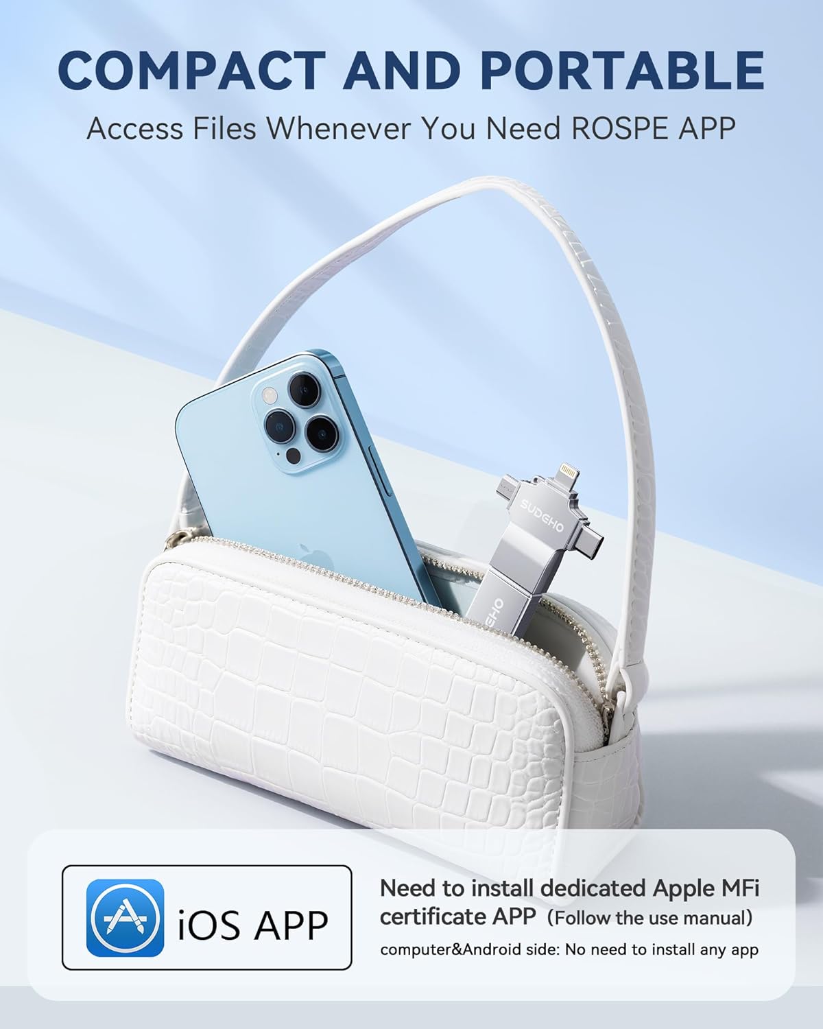 MFi Certified Photo Stick 128GB USB Flash Drive for iPhone, 4 in 1 External Memory Thumb Drive for Picture Video Saver and Backup, High Speed Memory Stick USB Drive for iPhone/iPad/Android/PC (Silver) - Image 7