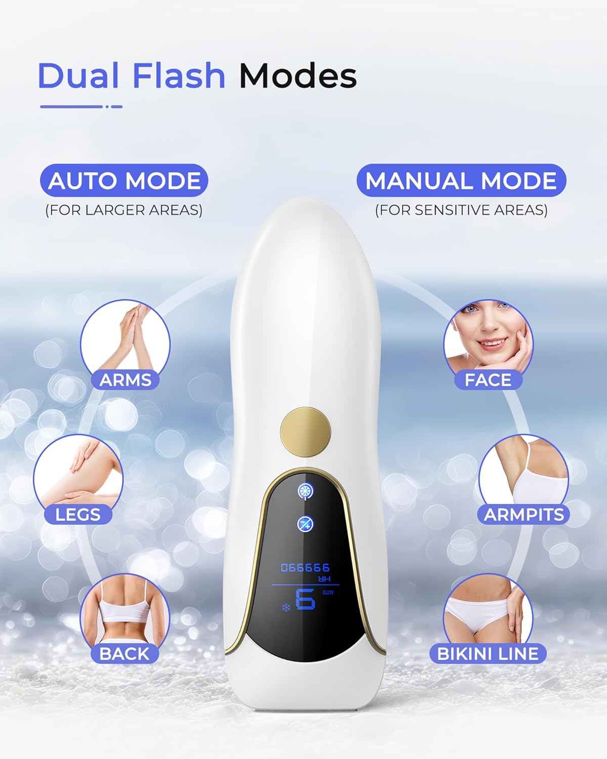 Laser Hair Removal for Women and Men, Air 15 Ice-cooling IPL Device Hair Removal for Nearly Painless & Long-Lasting Results From Home, 3 Modes & Auto Flashing for Fast Full Body Hair Removal - Image 2