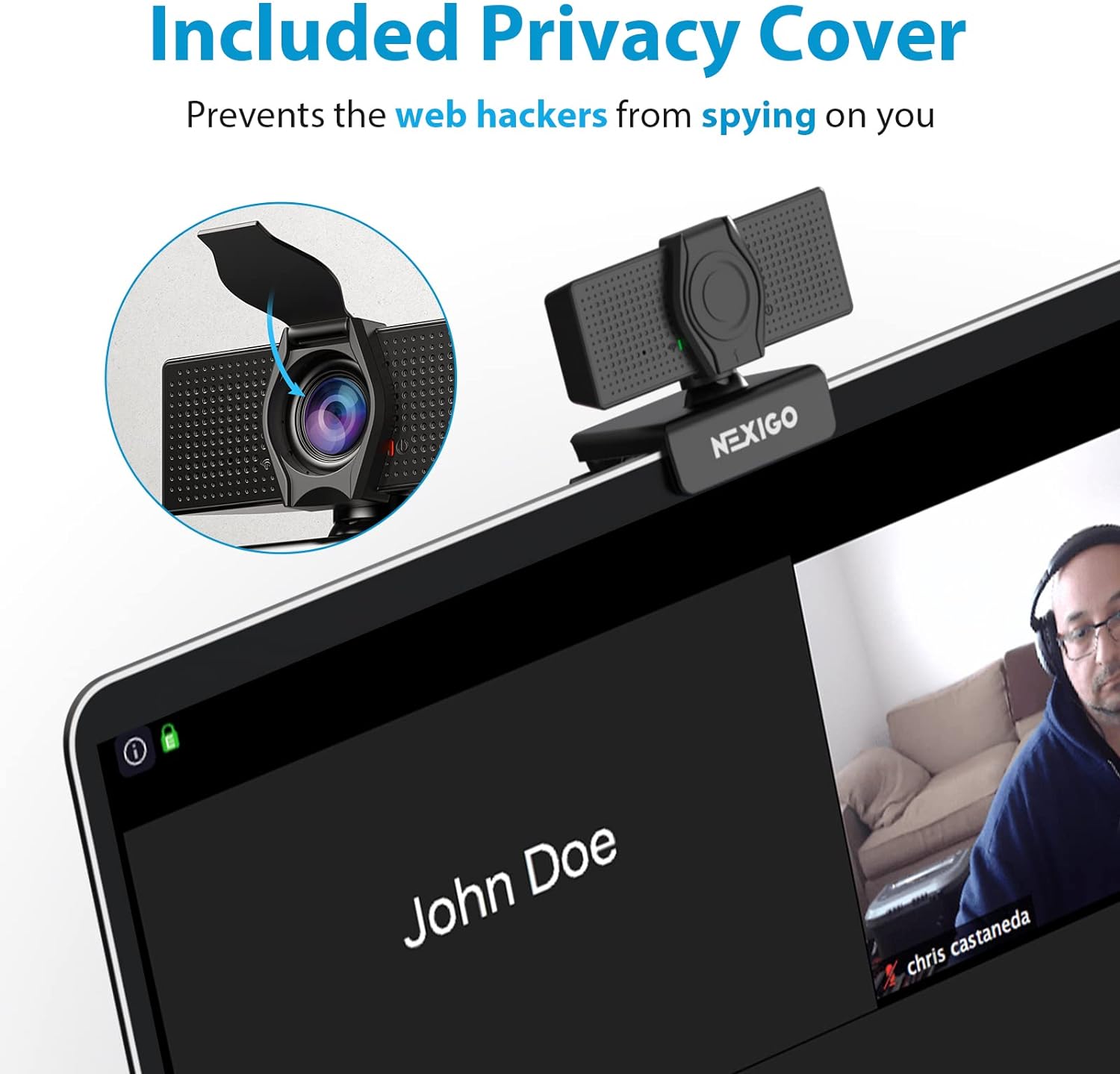 NexiGo N60 1080P Webcam with Microphone, Software Control & Privacy Cover, USB HD Computer Web Camera, Plug and Play, for Zoom/Skype/Teams, Conferencing and Video Calling - Image 3