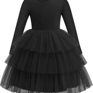 Arshiner Toddler Tutu Dress Girls Long Sleeve Fall Winter Tiered Formal Party Tulle Dresses for Kids 2-6Y
