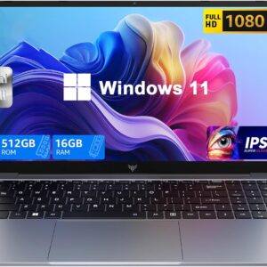 2026 Laptop with Windows 11, Intel Quad-Core Processor (up to 3.6GHZ)16GB DDR4 RAM 512GB SSD,15.6 Inch FHD IPS Display, Metal Body,5000mAh Battery,USB3.2,Portable Laptops Computer for Business Office