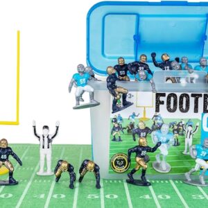 Kaskey Kids Football Guys, Navy Gold vs. Gray Blue, 30 Pieces in Each Set, Includes 2 Teams, Accessories, and Travel Storage Case, Nostalgic Sports Action Figures for Imaginative Play, Ages 3 and Up