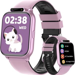 Smart Watch for Kids,1.85″ Fitness Tracker with Heart Rate,Sleep Monitor,Built-in AI(Translation/Q&A/Watch Face/Image recognition Smartwatches,NO APP/Phone, Gift for Boys Girls.(Built-in AI, Pink)