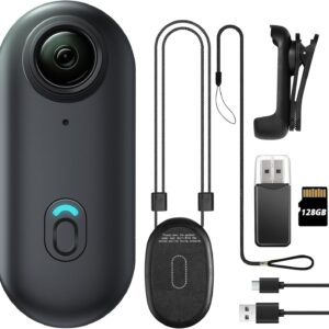 Mini Wearable Body Worn Action Camera, FHD 1080P, Thumb Size, Hands Free Recording with Premium Portable Camcorder Mount Anywhere for Security, Work, Guard, Travel, 128GB, Black