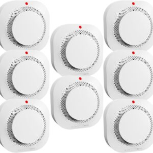 Smoke Detectors for Home,Photoelectric Wireless Fire Alarms Replaceable Battery Powered,Portable Smoke Alarm with Test/Mute Button,Attic Smoke Detector,8 Pcs(Battery Not Included)