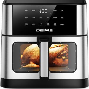 DEIME Air Fryer 10.2 QT Oilless 1700W Large Capacity Oven Air Fryers Healthy Cooker with 10 Preset, Large AirFryer for Families Visual Cooking Window, Non-Stick Basket, Included Recipe